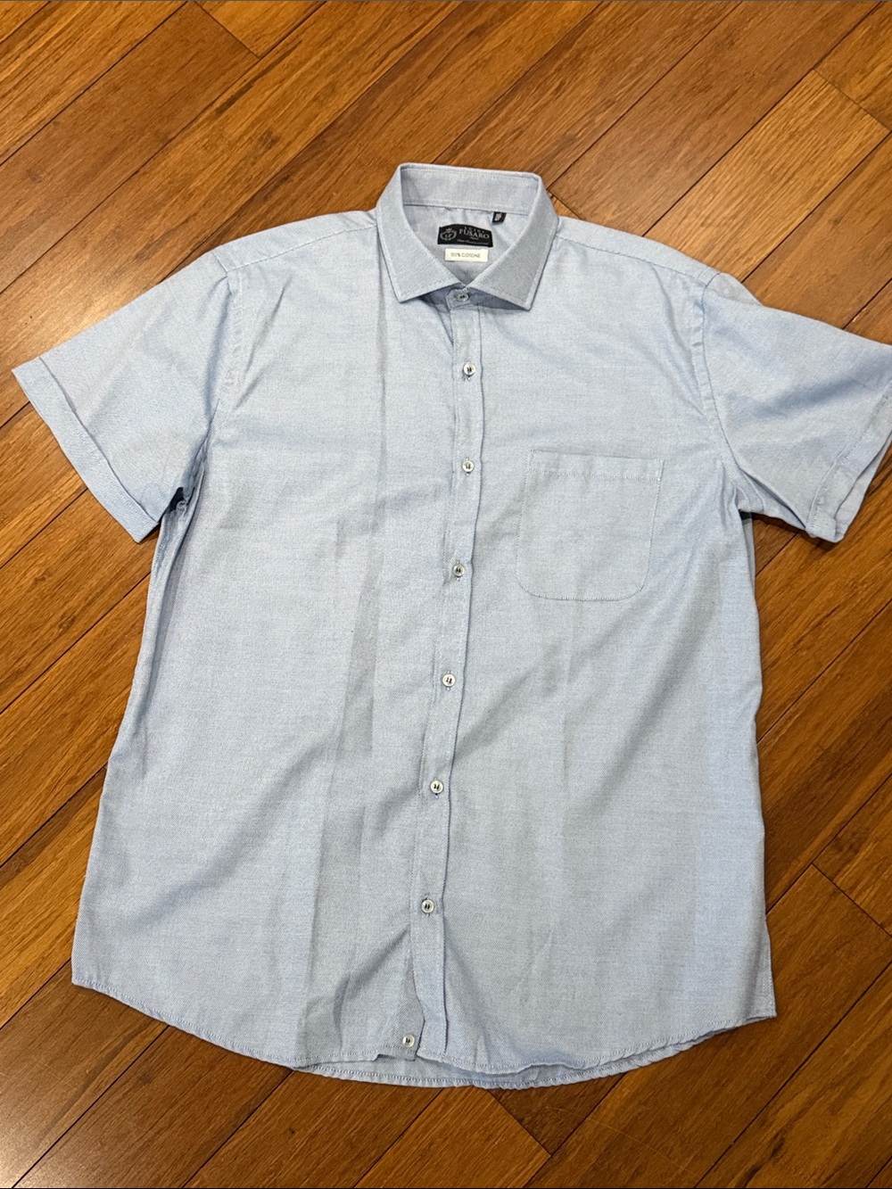 Luigi Fussaro Napoli Men Light Blue Short Sleeve Button-Down Shirt